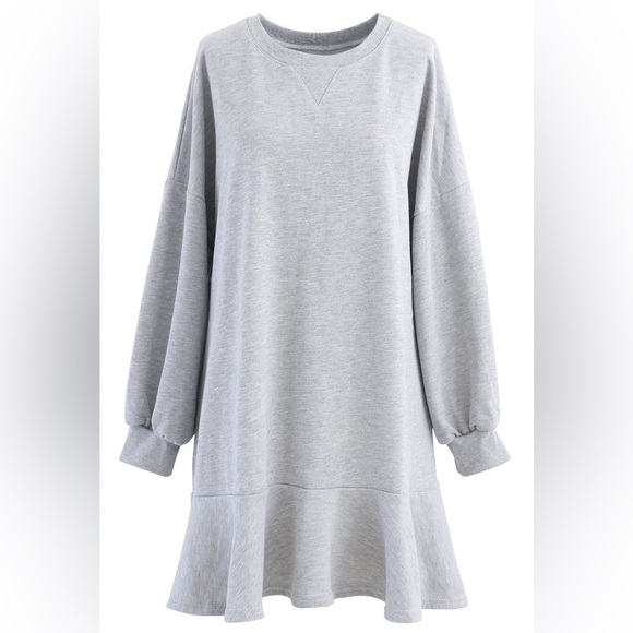 Chicwish Gray Long Sleeve Dress - Picture 1 of 8